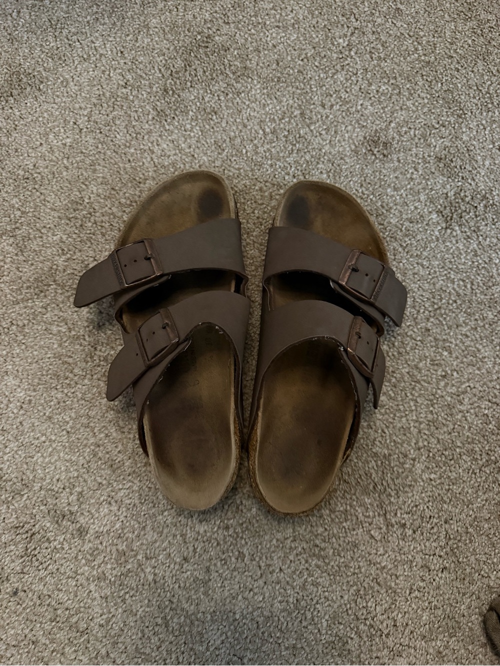 Birkenstock Brown Two-Strap Adjustable Slide Sandals